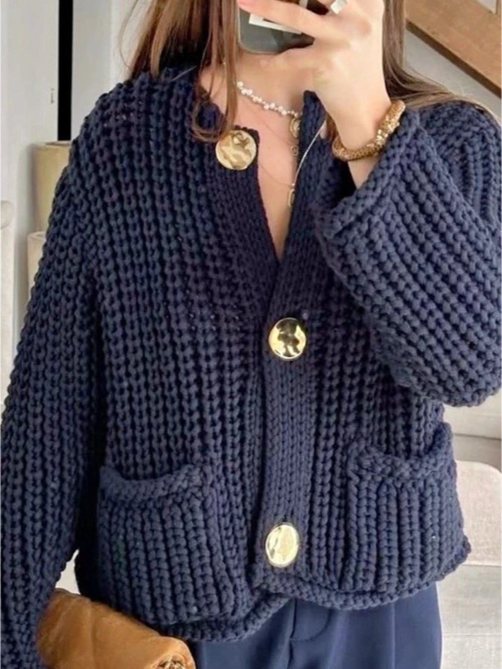 Zara Knit Cardigan in Blue Size Medium Like New